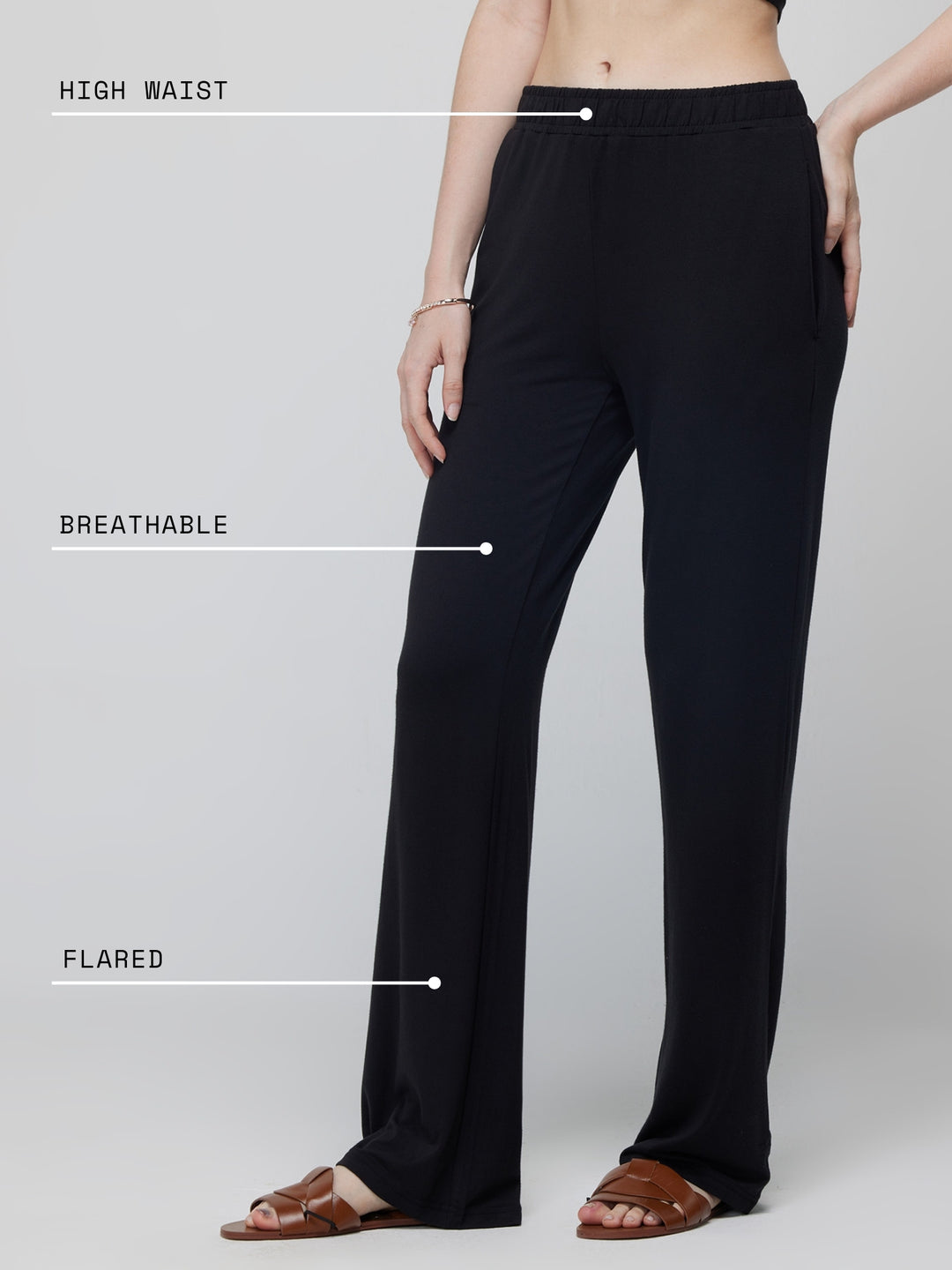 Black Float Flare Pants