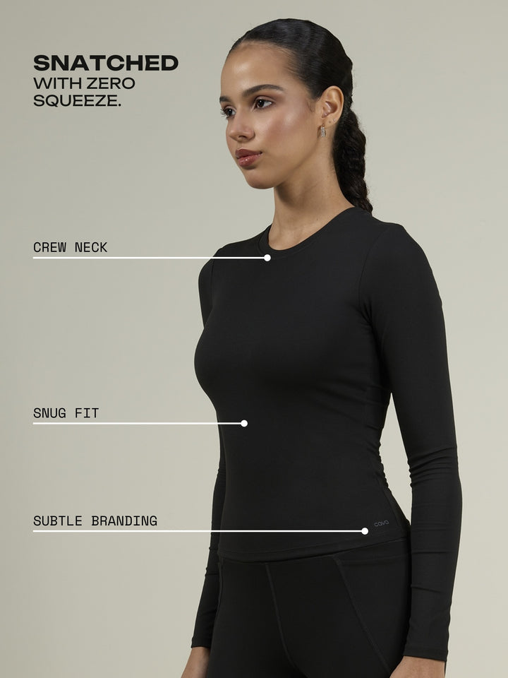 Black Sculpt Crew Top