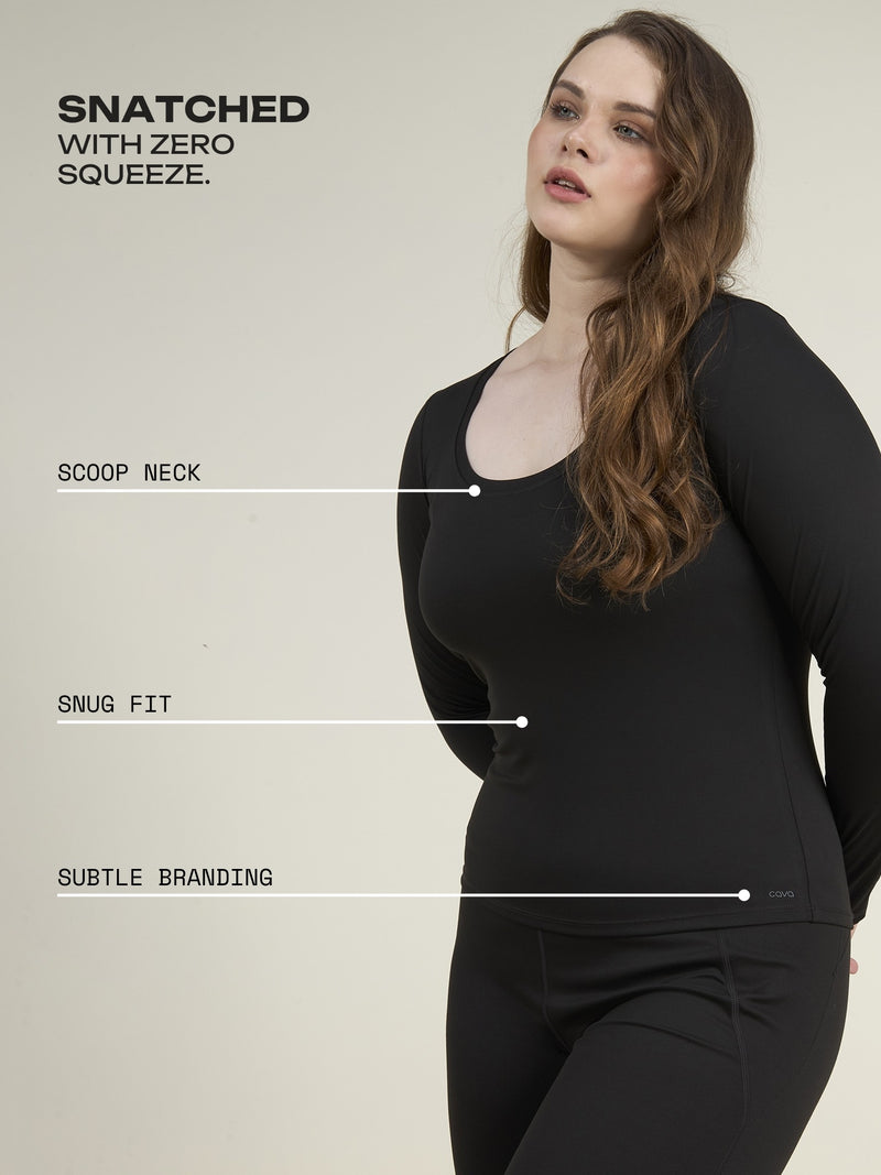 Black Sculpt Scoop Top