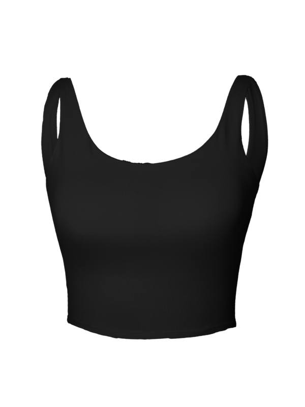 Black Cotton Scoop Tank