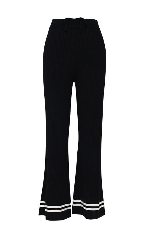 Black Rib-knit Trousers