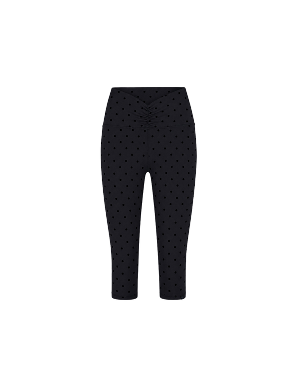 Black Polka Ruched Capri