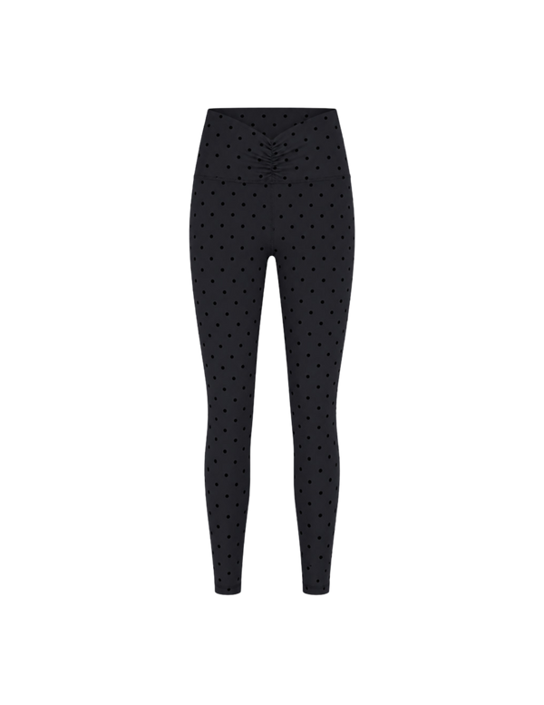 Black Polka Ruched Snug Leggings