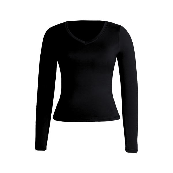 Black Sculpt V-Neck Top