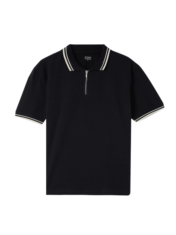 Black Urban Zipper Polo