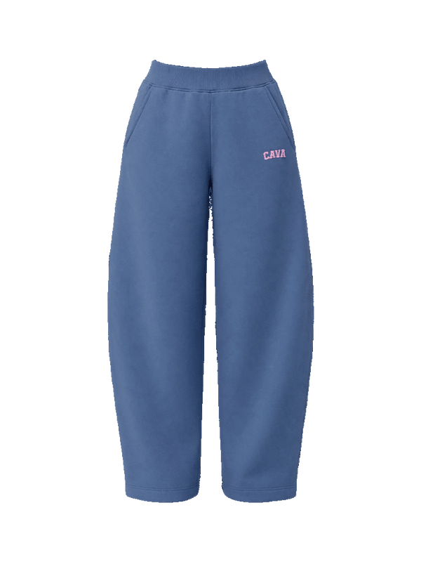 Blue Fleece Barrel Joggers
