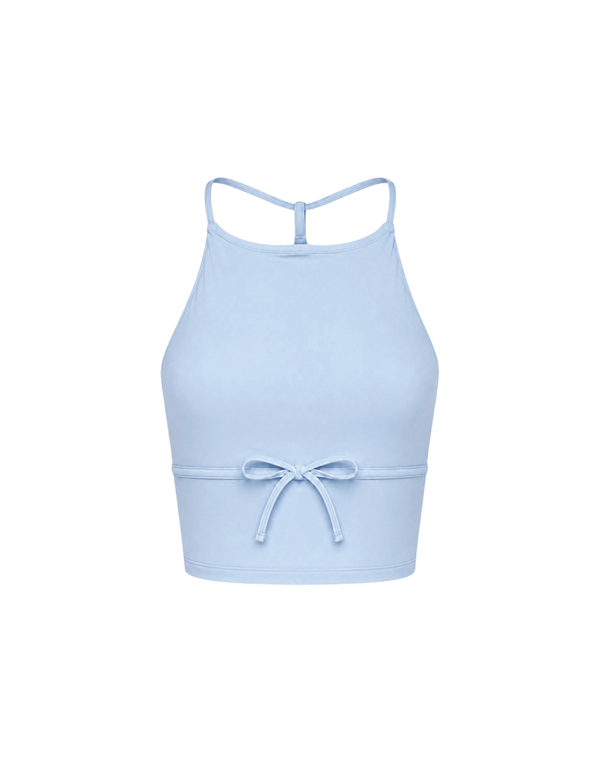 Blue Bow Halter Top