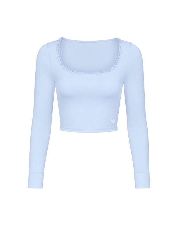 Blue Lace Scoop Neck Top