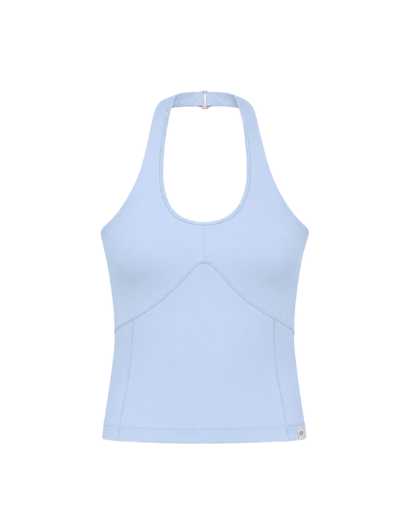 Blue Lace Trim Halter Tank