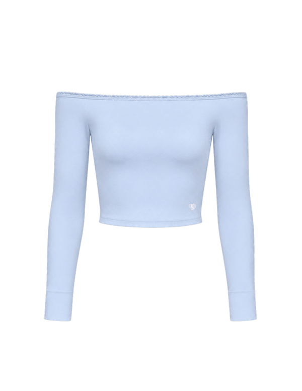 Blue  Lace Off-Shoulder Top