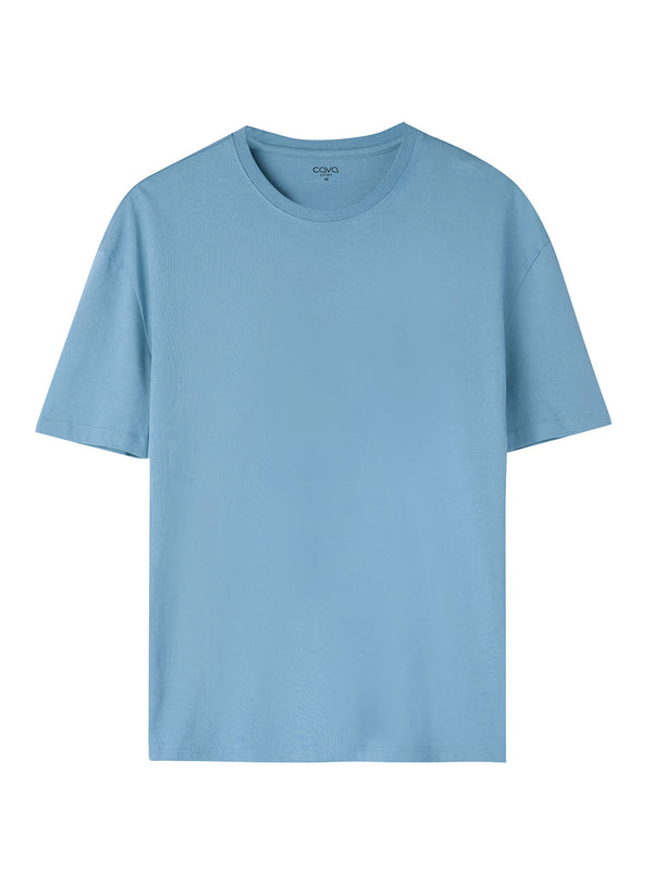 Blue Supima Crew Neck T-Shirt - Regular Fit