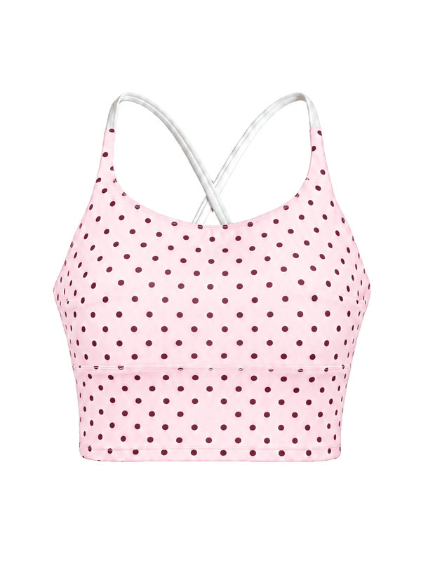 Blush Polka Cross Back Sports Bra