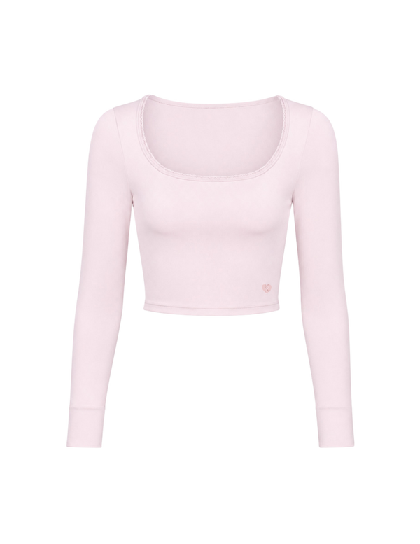 Blush Lace Scoop Neck Top