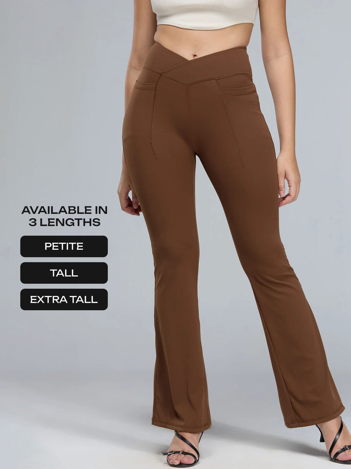 Brown Extra Tall Hourglass Flared Leggings