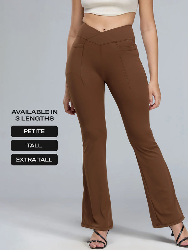 Brown Extra Tall Hourglass Flared Leggings