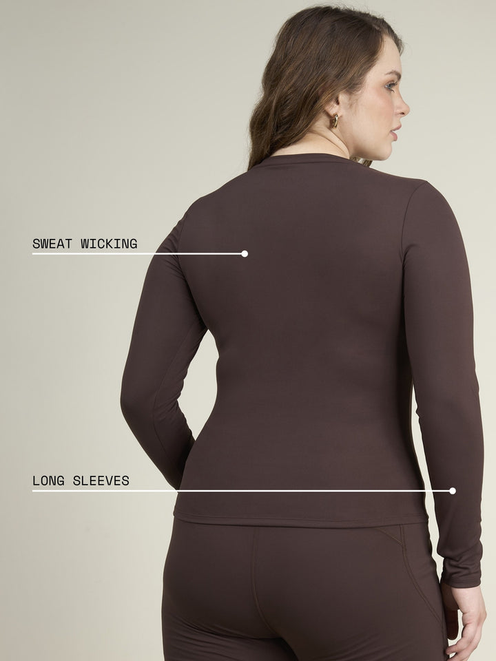 Brown Sculpt V-Neck Top