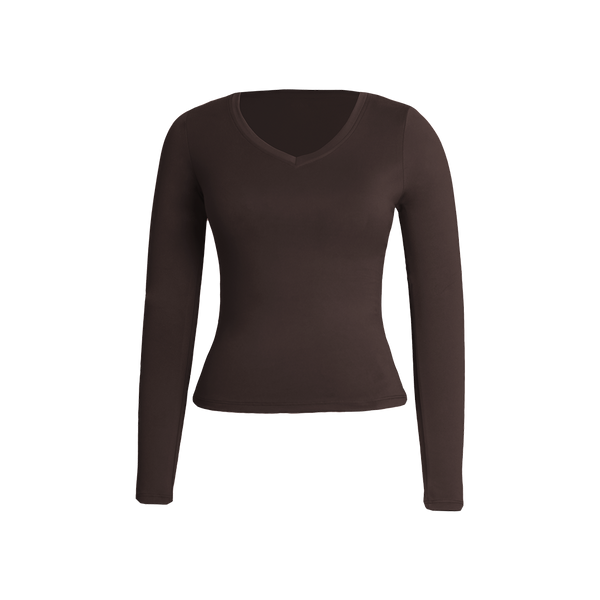 Brown Sculpt V-Neck Top