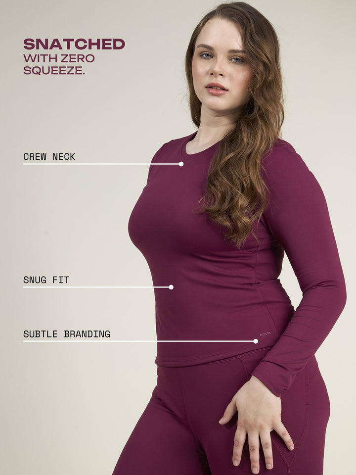 Burgundy Sculpt Crew Top