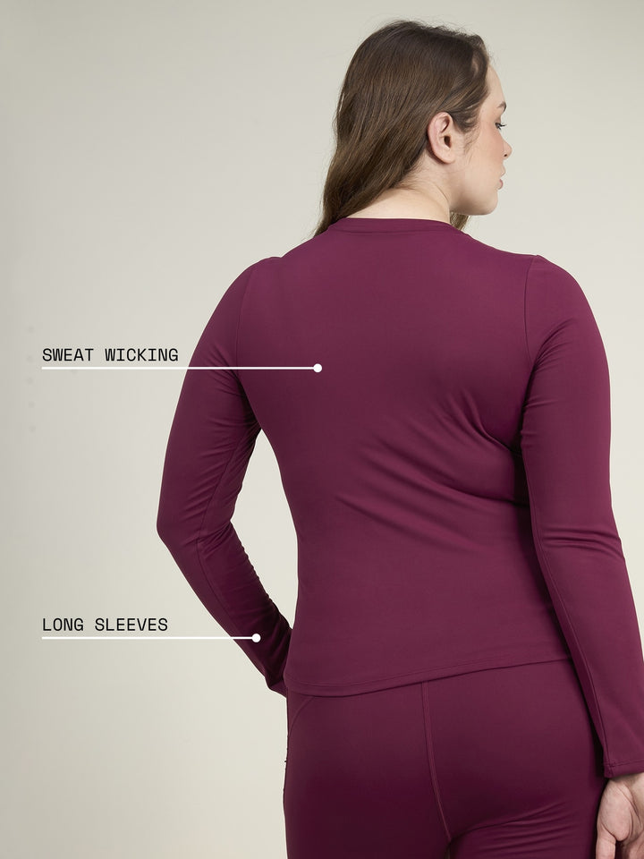 Burgundy Sculpt Crew Top