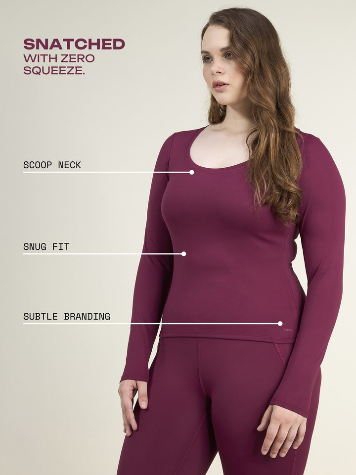 Burgundy Sculpt Scoop Top