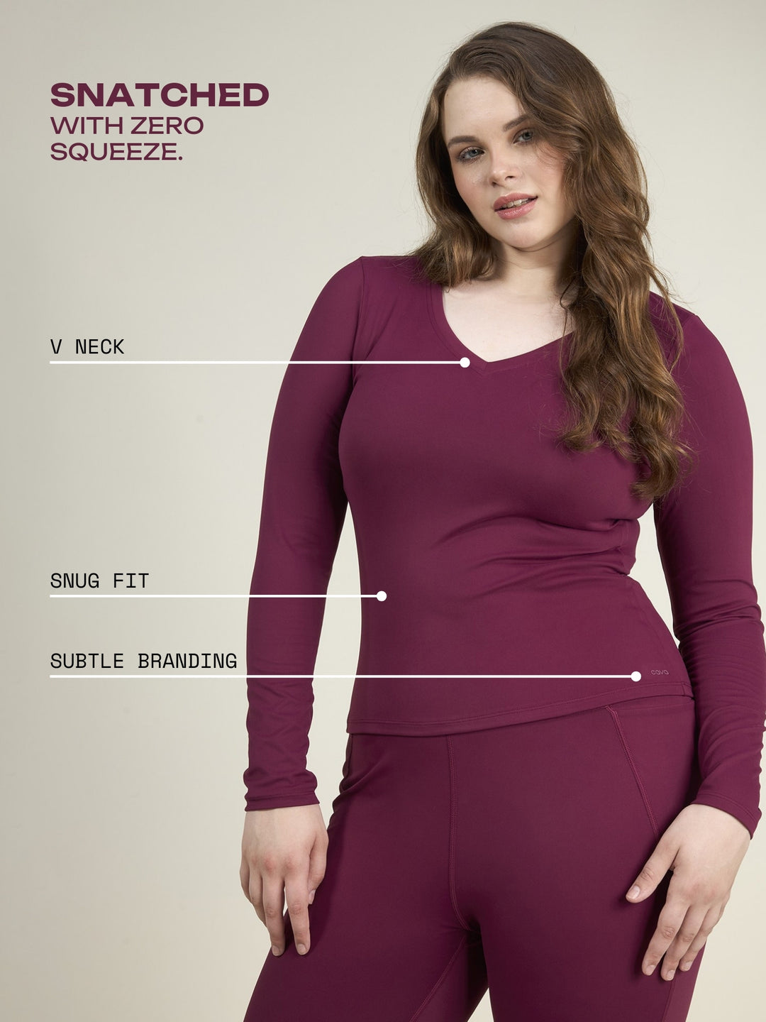 Burgundy Sculpt V-Neck Top