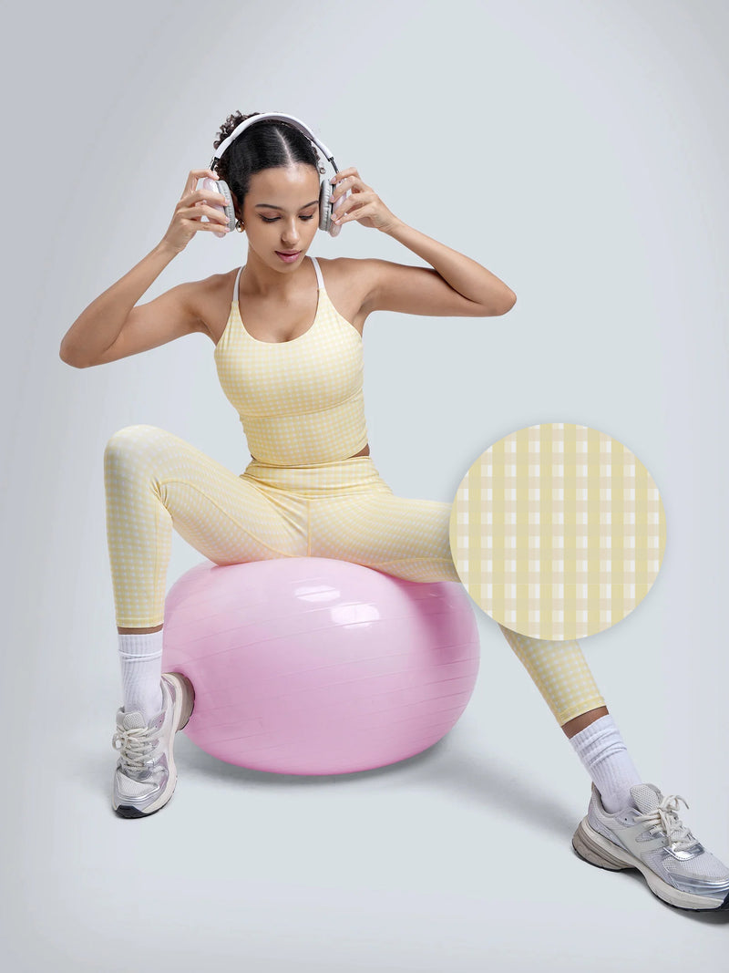 Butter Yellow Gingham Sculpt Core Leggings