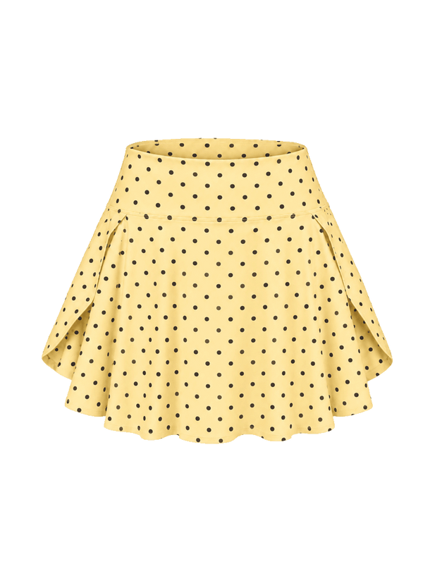 Butter Yellow Polka Swirl Tennis Skorts