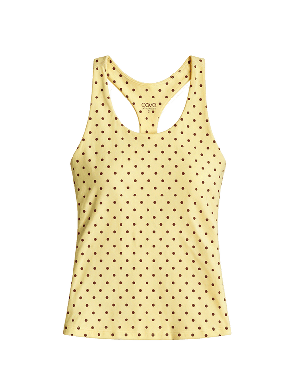 Butter Yellow Polka Racerback Tank