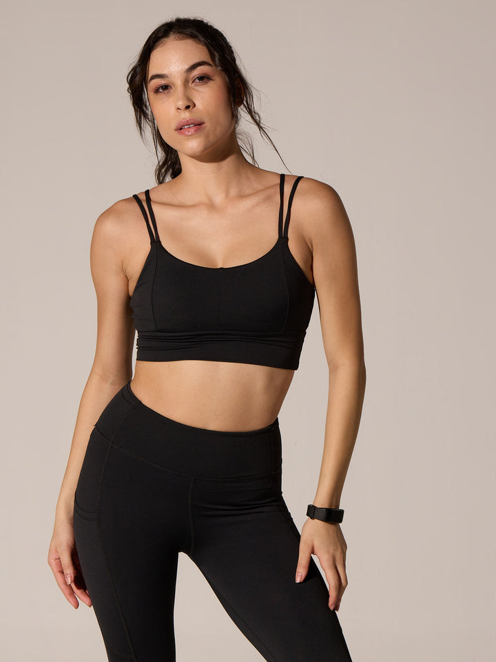 Black Twin Strap Sports Bra