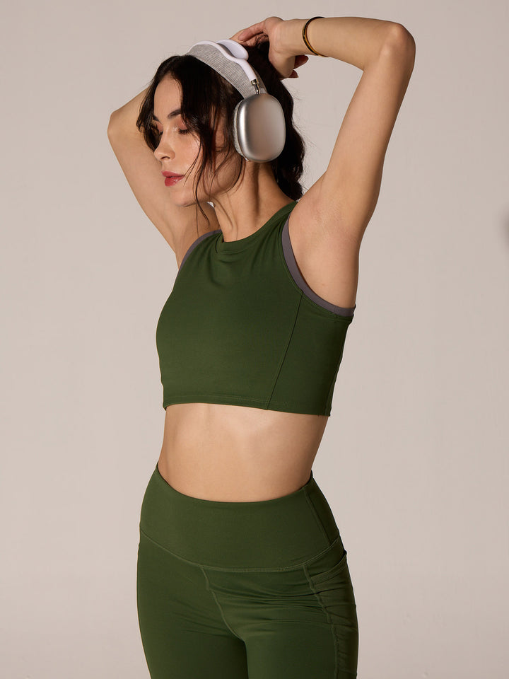 Olive In-Vest Sports Bra