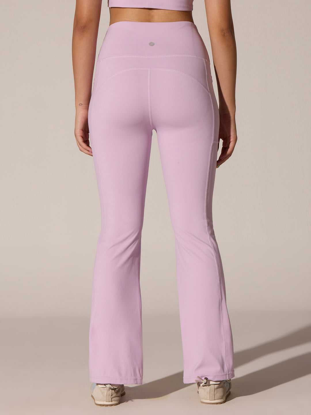 High Waisted Lilac Flare Pants Soft Rib High Waisted Flared
