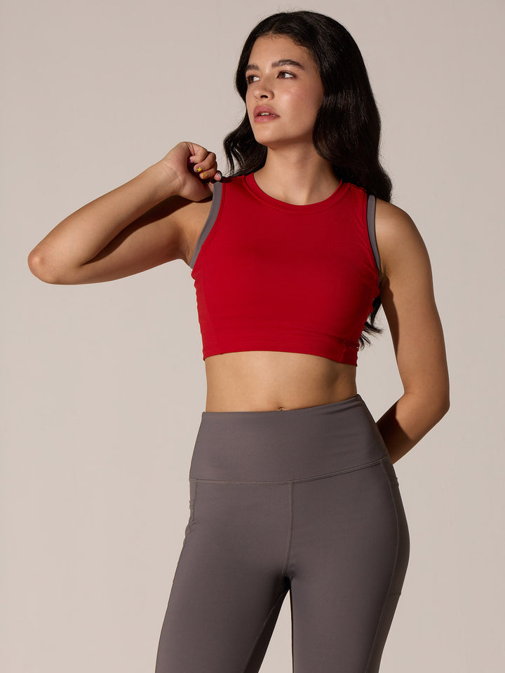 Red In-Vest Sports Bra