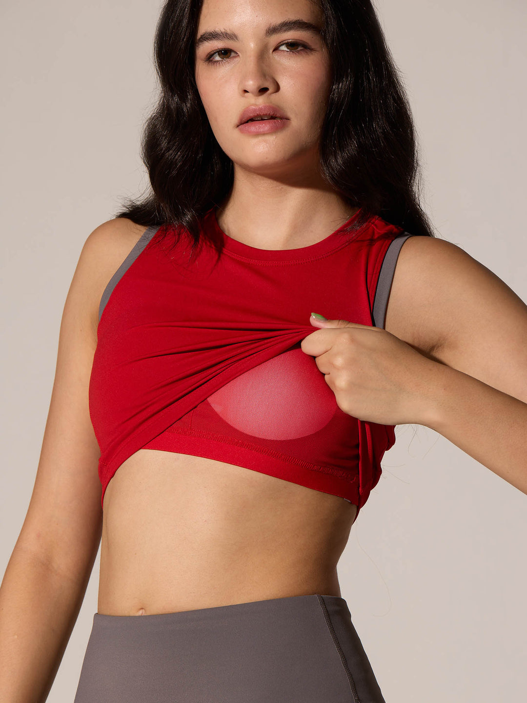 Red In-Vest Sports Bra