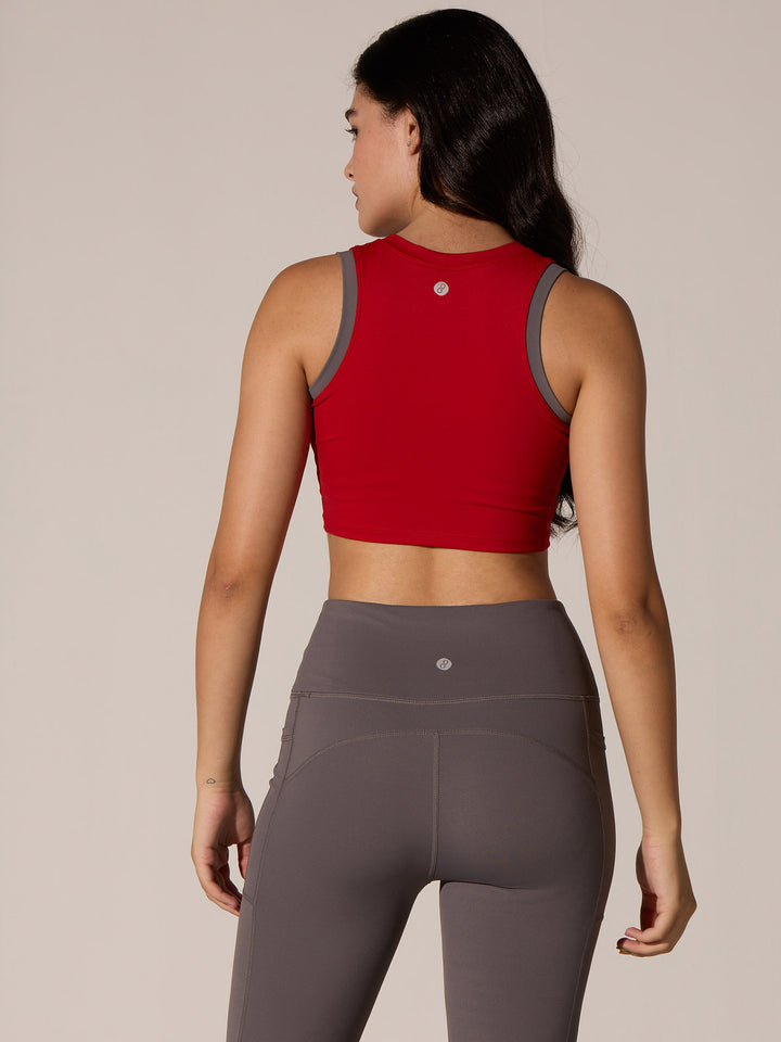 Red In-Vest Sports Bra