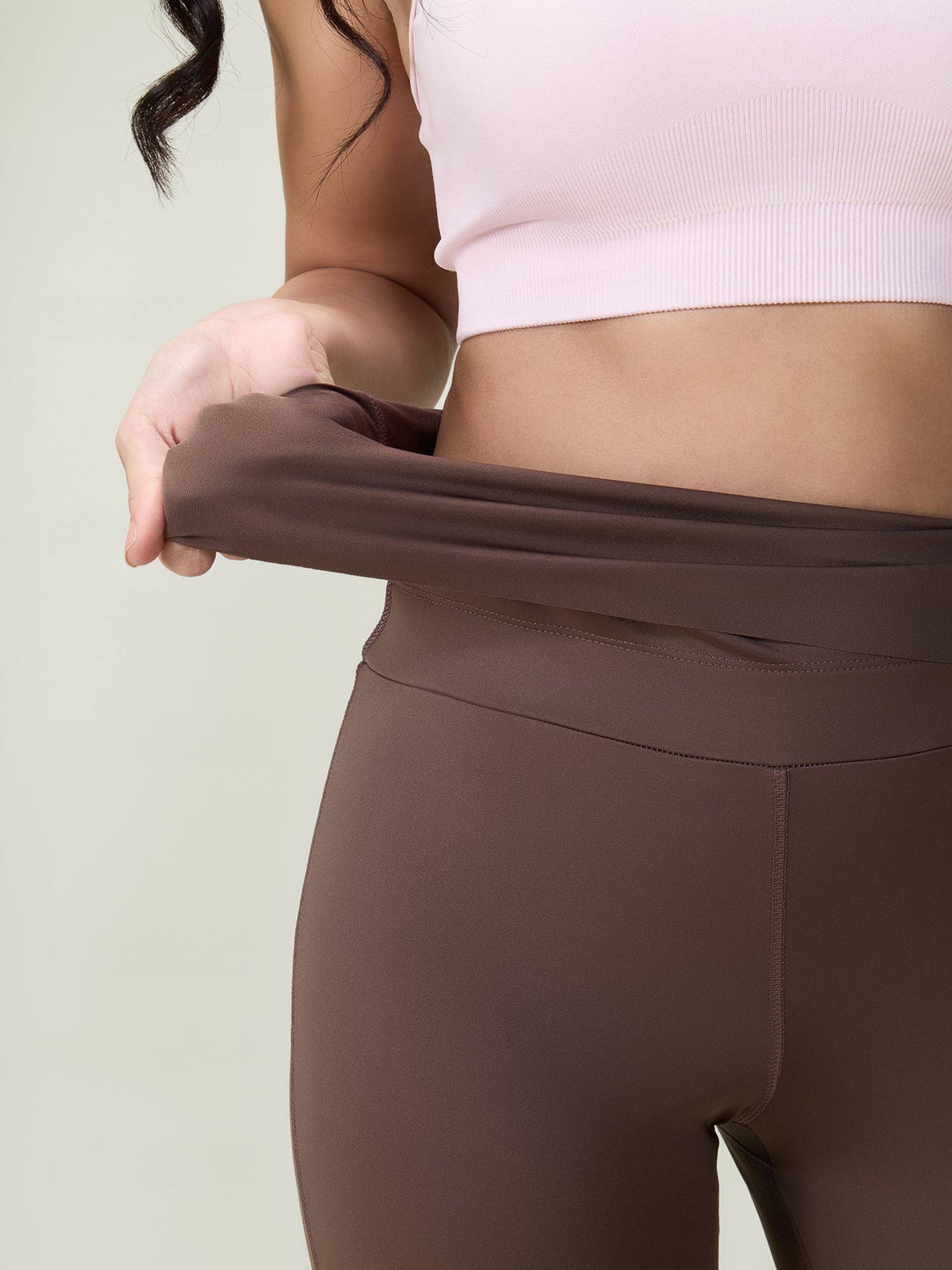 Brown Foldover Flare Pants