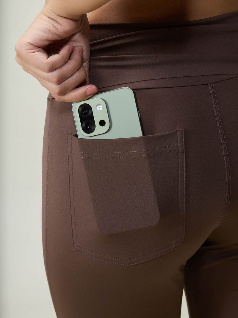 Brown Foldover Flare Pants