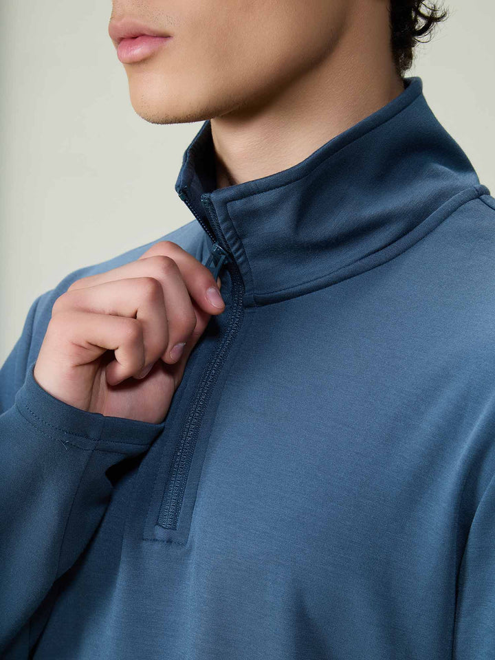 Petrol Blue Modal Half Zip