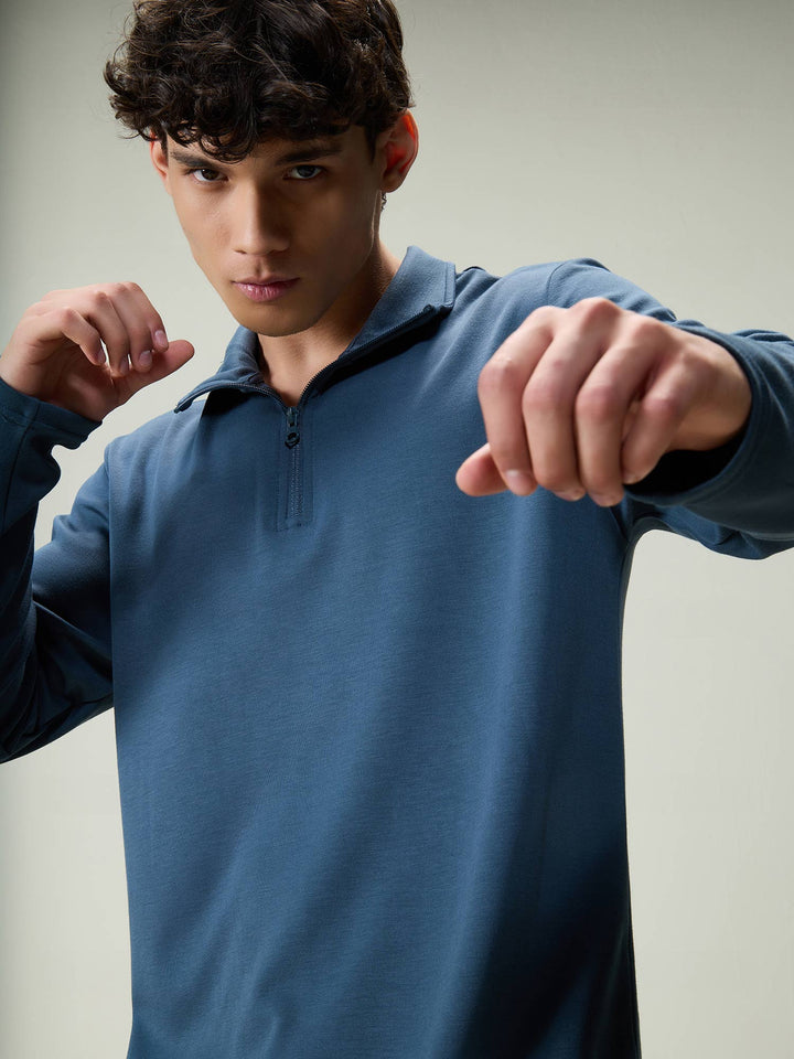 Petrol Blue Modal Half Zip