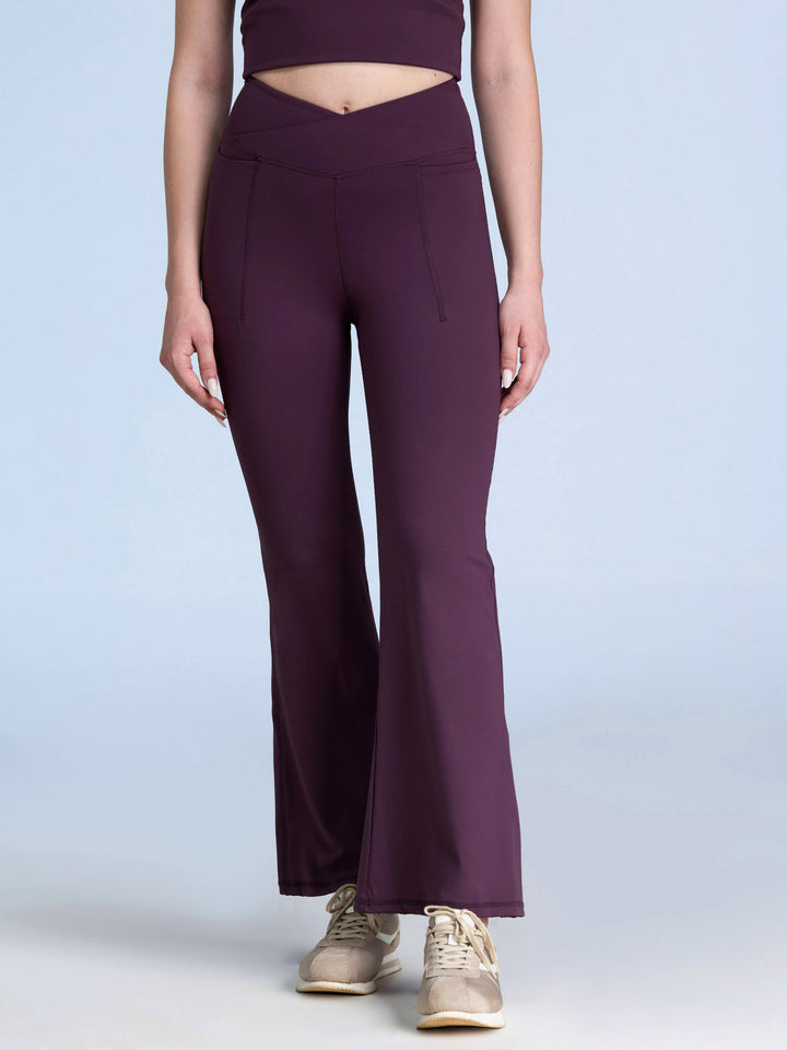 Wine Petite Hourglass Flared Leggings