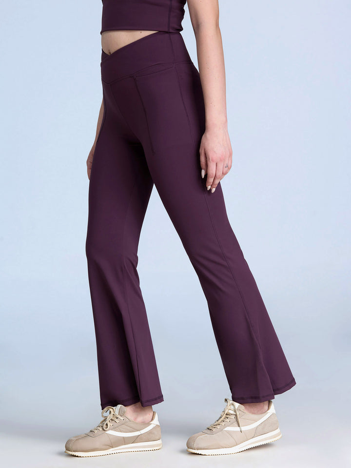 Wine Petite Hourglass Flared Leggings