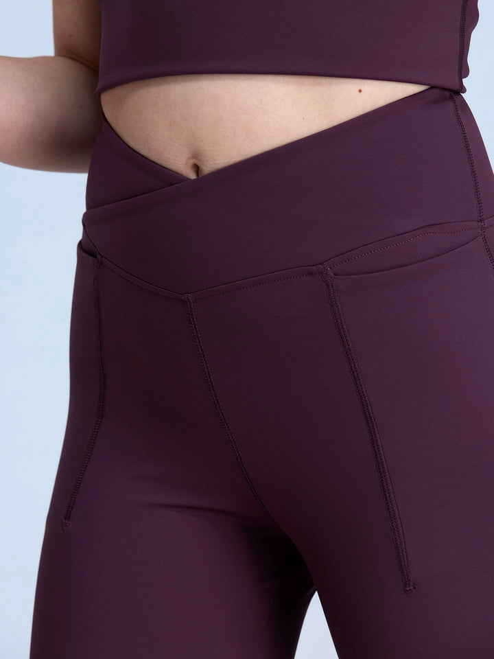Wine Petite Hourglass Flared Leggings