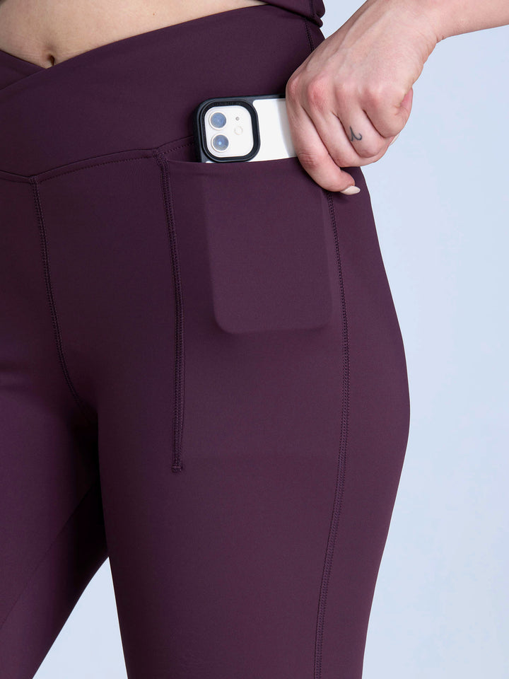 Wine Petite Hourglass Flared Leggings