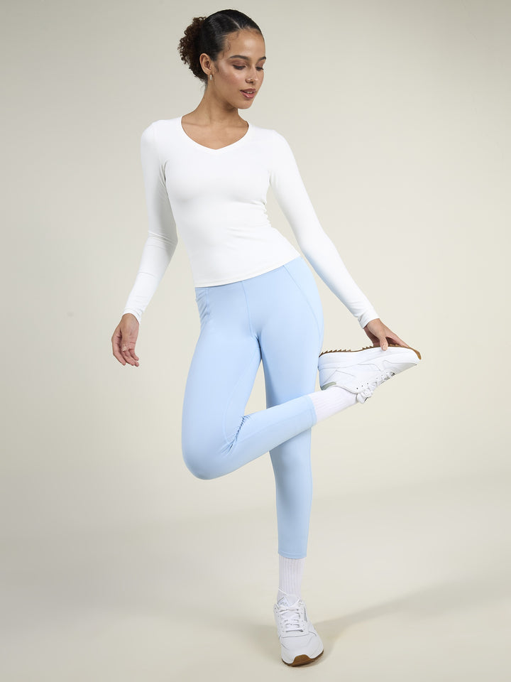 White Sculpt V-Neck Top