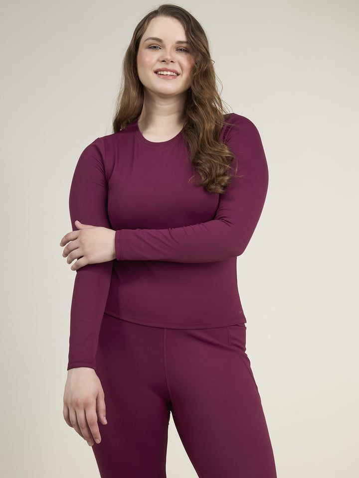 Burgundy Sculpt Crew Top