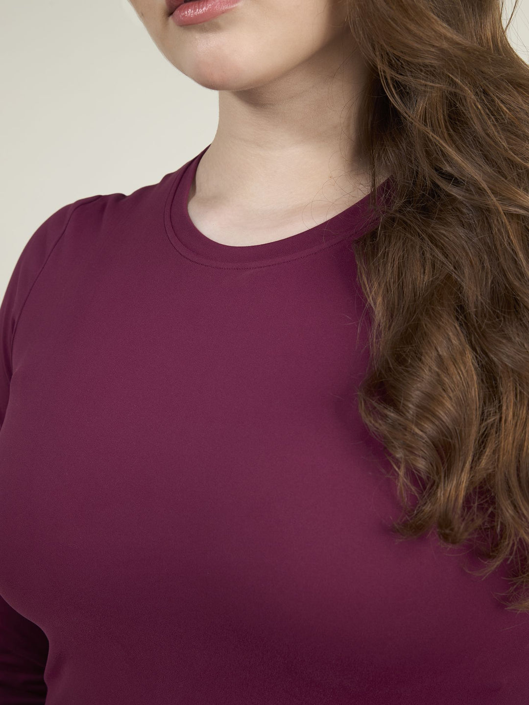 Burgundy Sculpt Crew Top