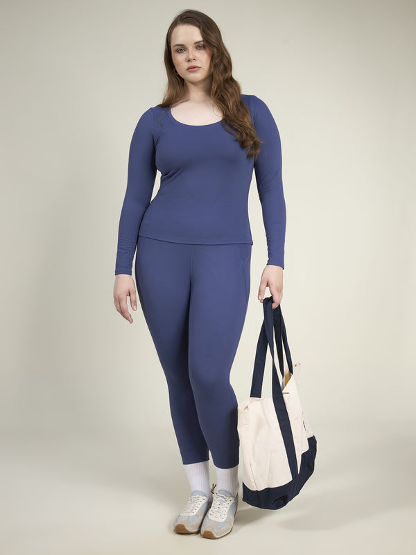 Navy Sculpt Scoop Top