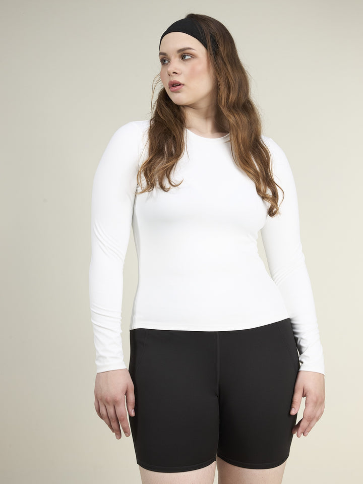 White Sculpt Crew Top