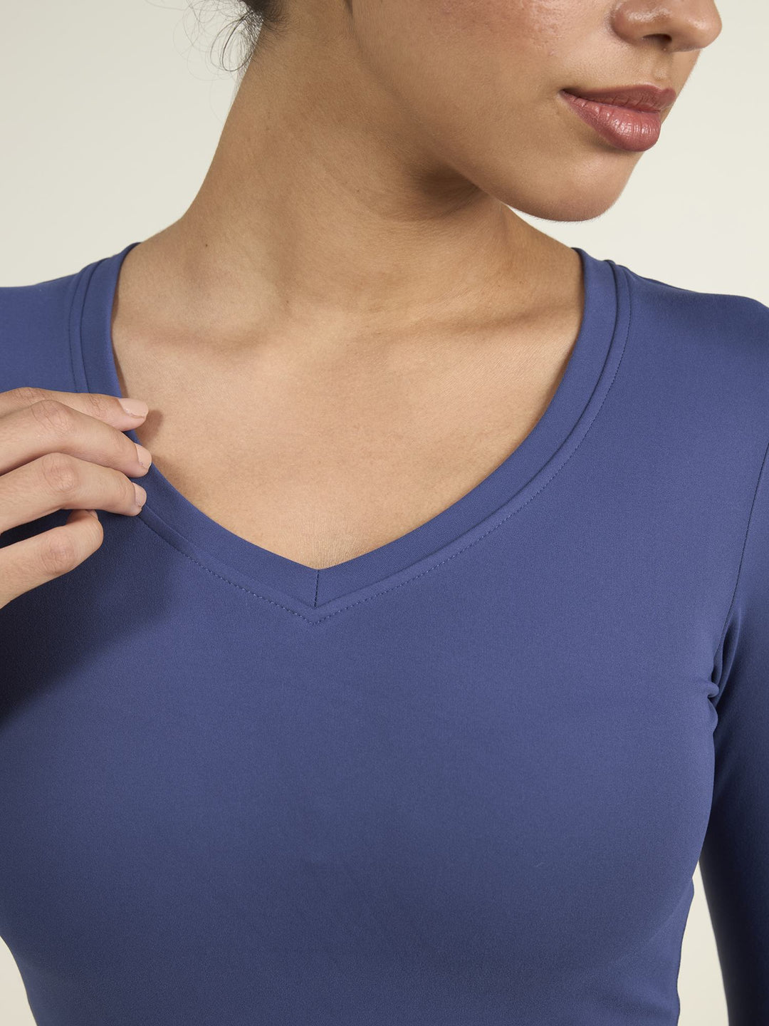 Navy Sculpt V-Neck Top