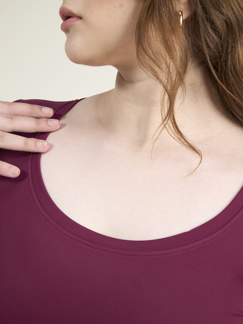 Burgundy Sculpt Scoop Top
