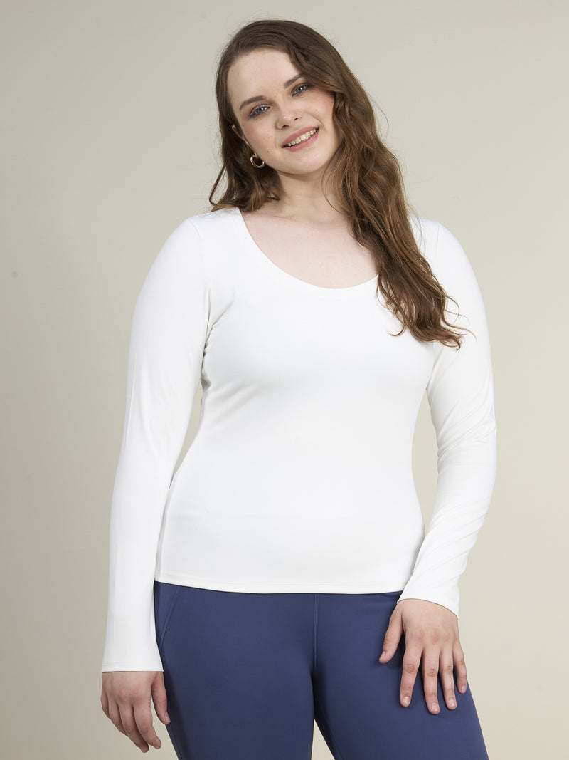 White Sculpt Scoop Top